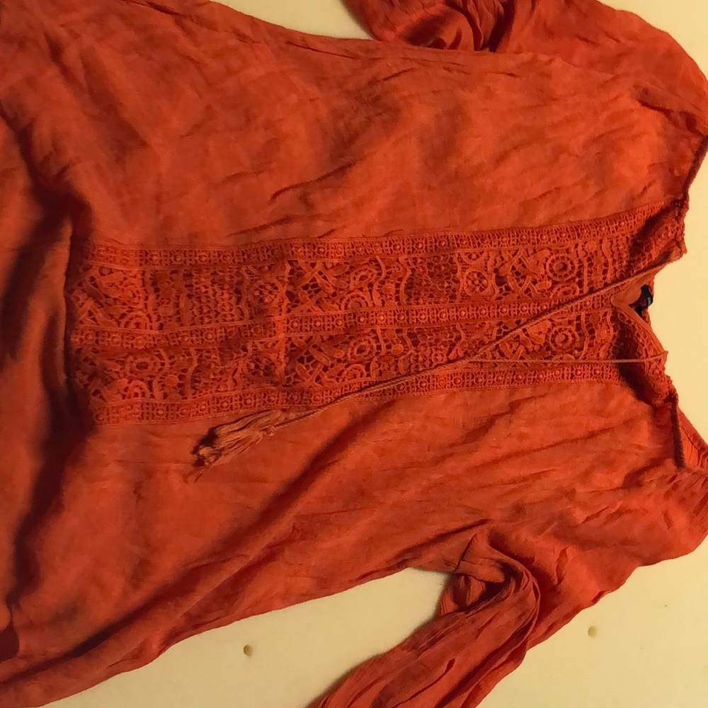 Orange blouse with lace